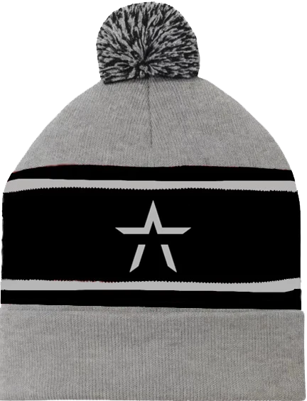 STARSET STRIPED GREY POM BEANIE - Image 3